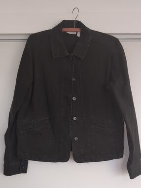 Chico's Black Denim Button-Front Jacket with Patch Pockets  sz. 2